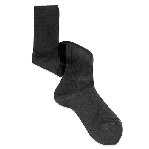 SOZZI Classic rib thin Filo Scozia cotton knee high socks